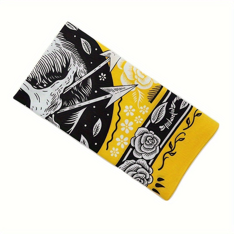 Yellow Skull and Arrow Hip Hop Bandana Nylon Square Scarf for Street Dance and Sports Cycling
