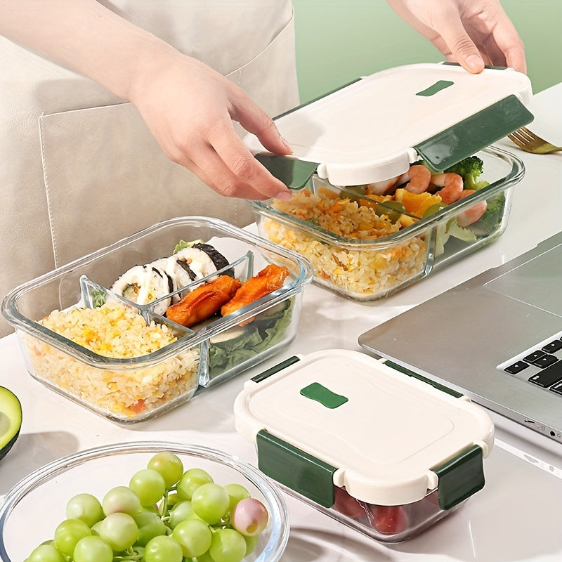 Borosilicate Glass Lunch Box with Snap Lid Microwave Safe Leak-Proof Meal Prep Container