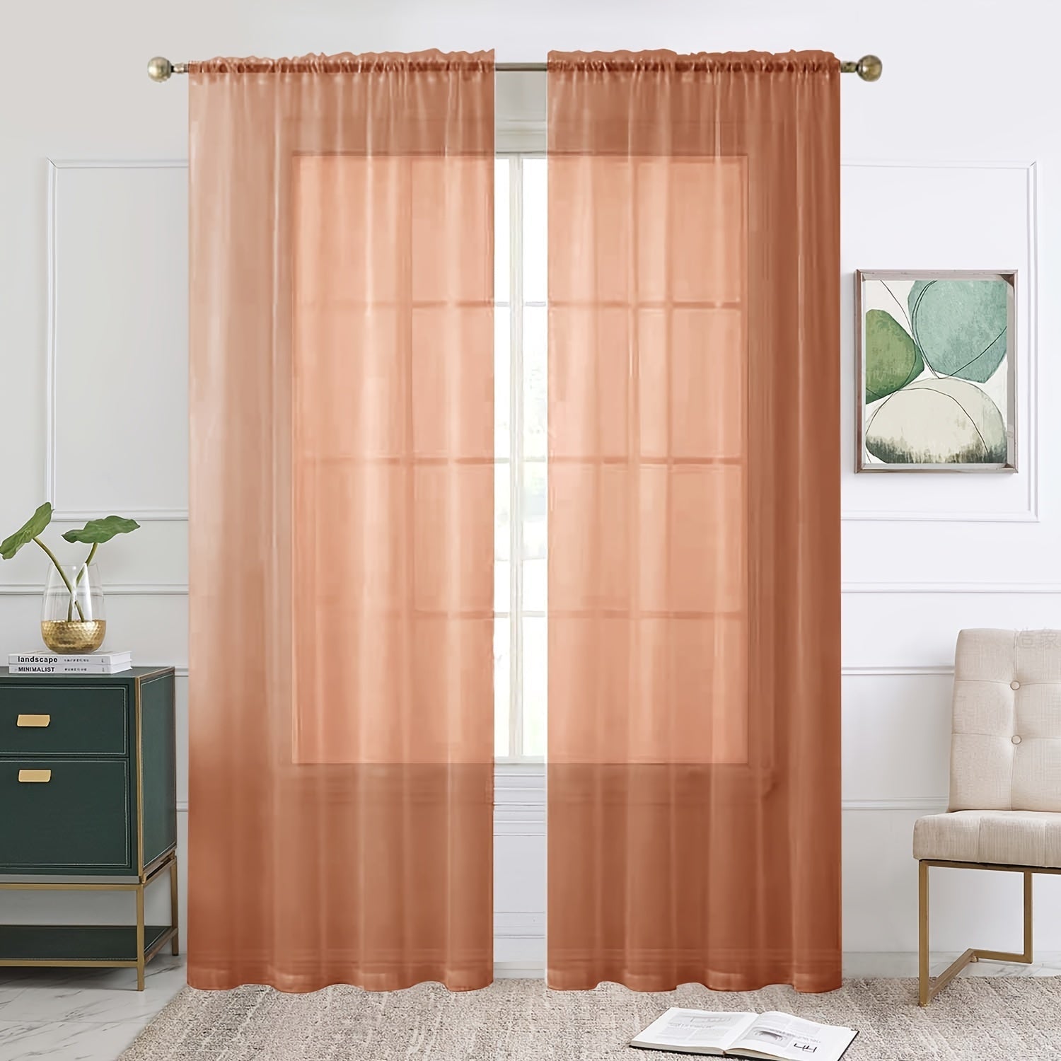 Sheer Curtain Single Panel Light Filtering Privacy Rod Pocket for Living Room Bedroom Kitchen