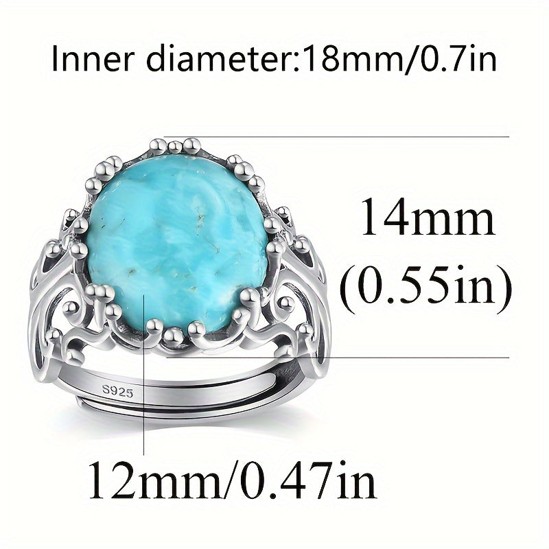 Потрясающее кольцо-манжета из 925-й стерлинговой серебра с бирюзой, сложный цветочный филигранный узор, регулируемый размер, безаллергенное, легкое (3,8 г), идеально подходит для повседневной носки или особых случаев, отличный подарок на День матери.