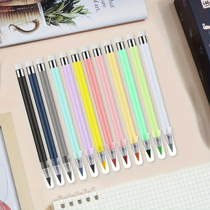 6/12 Qayta ishlatiladigan qalamlar, qalam o‘chirgich bilan, chizish, yozish, ofis va o‘quv uchun, rangsiz bo‘yoqsiz qalamlar