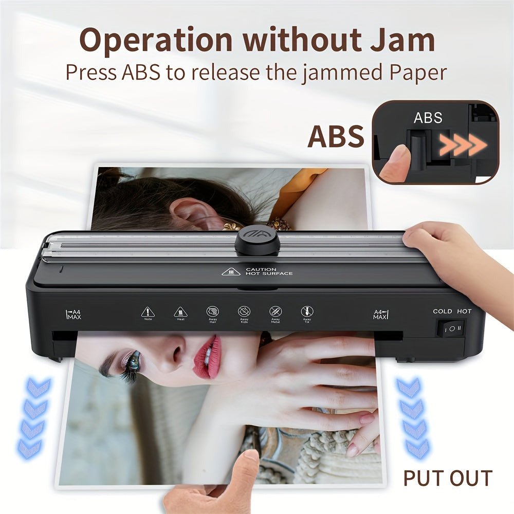 Máquina de laminado A4 con cortador, redondeador de esquinas, 10 fundas, térmica en frío, calentamiento rápido