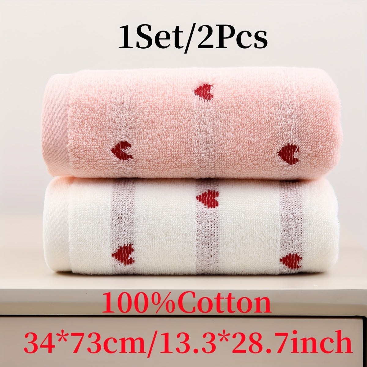 Set of 2 Cotton Face Towels Soft Absorbent Space-Themed 33.78x72.9 cm