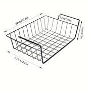 Black Cast Iron Kitchen Organizer with Under Shelf Storage and Hanging Basket