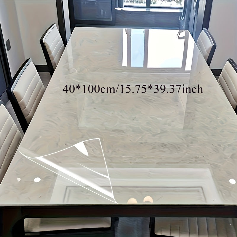 Clear PET Table Protector 99x41cm Self-Adhesive Waterproof Oil-Resistant for Dining and Coffee Tables