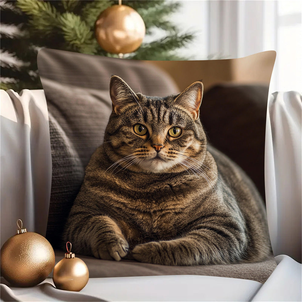 Reversible Cat Throw Pillow Cover for Home Decor All Seasons