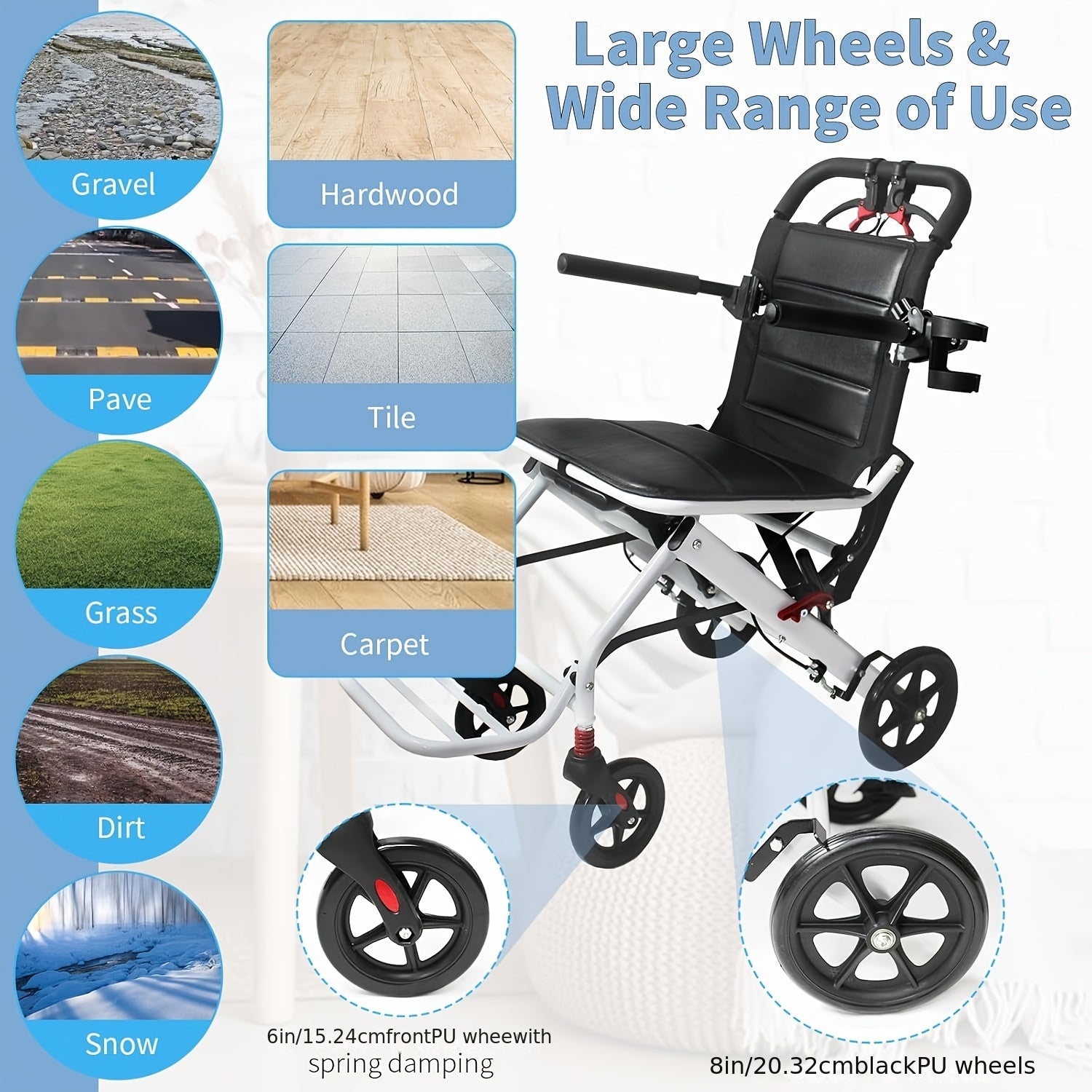 Lightweight Carbon Wheelchair with Linear Pull Brakes and Shelves
