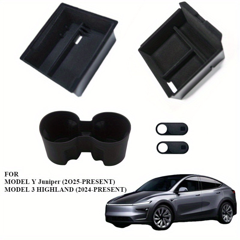 Center Console Storage Box with Flocked Interior for Tesla Model 3 and Model Y
