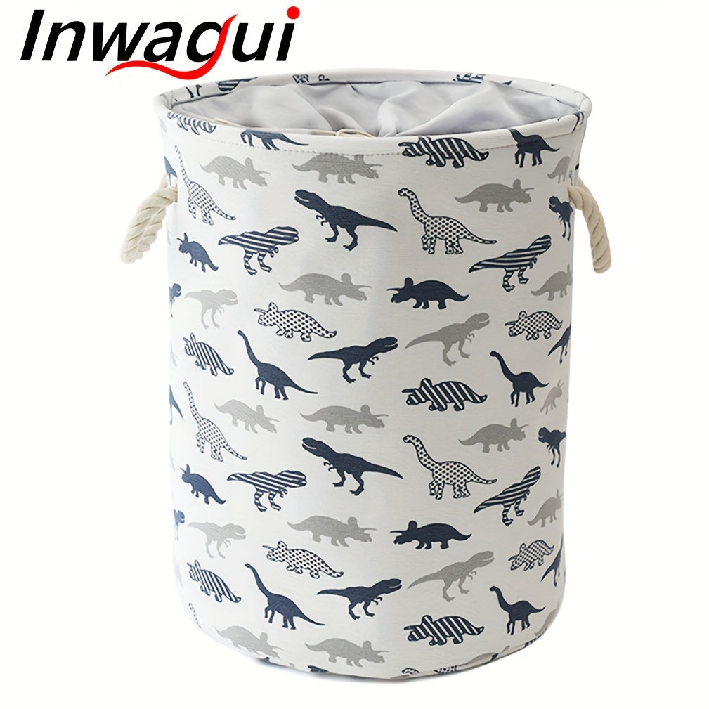 Large Foldable Laundry Hamper with Animal Design, Thick Fabric, Drawstring Lid