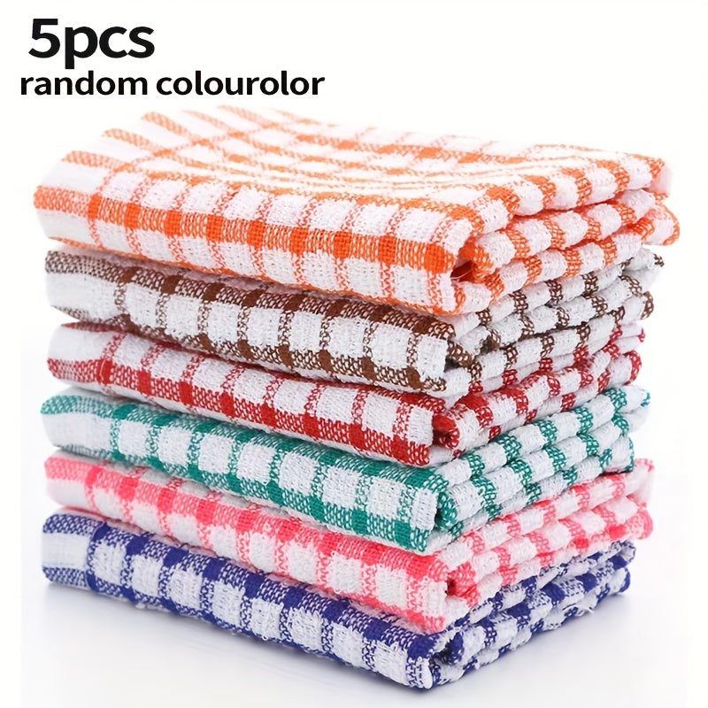 Set of 5 Cotton Kitchen Towels Reusable Dish Cloths Absorbent Hand Wash Only