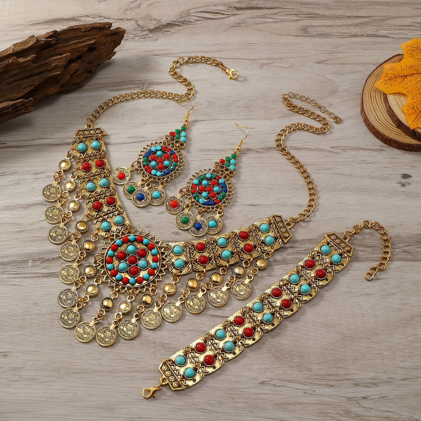 Ethnic Style Jewelry Set with Multi-Layer Tassel Coin Design in Zinc Alloy and Resin for Casual Parties or Dance Nights
