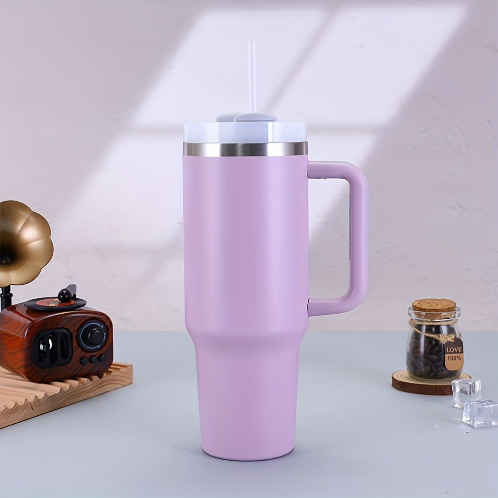 40oz Stainless Steel Insulated Travel Mug with Handle and Straw