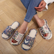Women's Tribal Pattern Slip-On Indoor Slippers Non-Slip Soft Fabric
