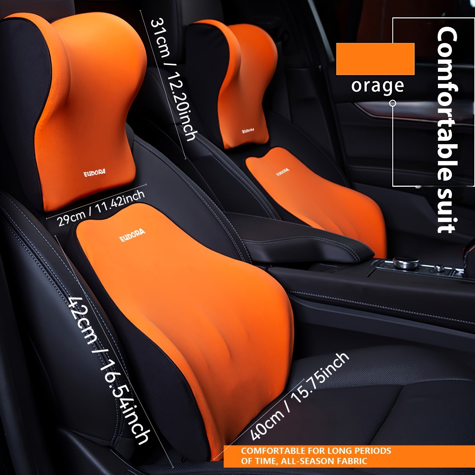 Car Seat Comfort Set with Memory Foam Headrest Neck Pillow Lumbar Support