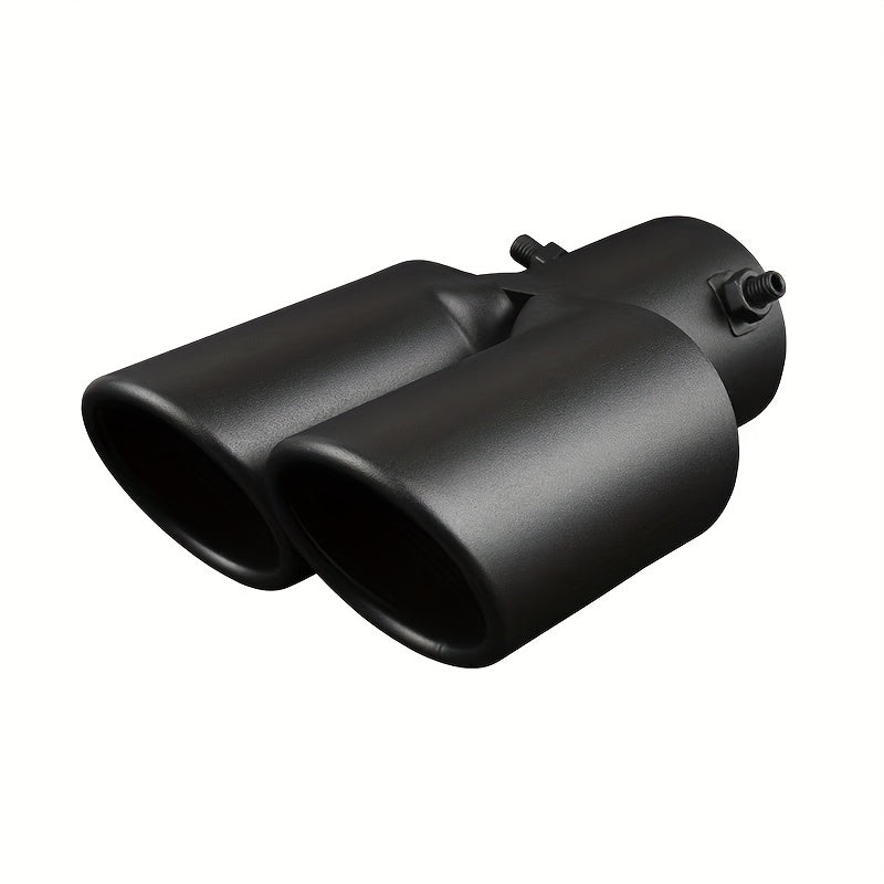accesorios de tubo de escape de acero inoxidable para automóvil con boquilla de escape inclinada de doble salida negra