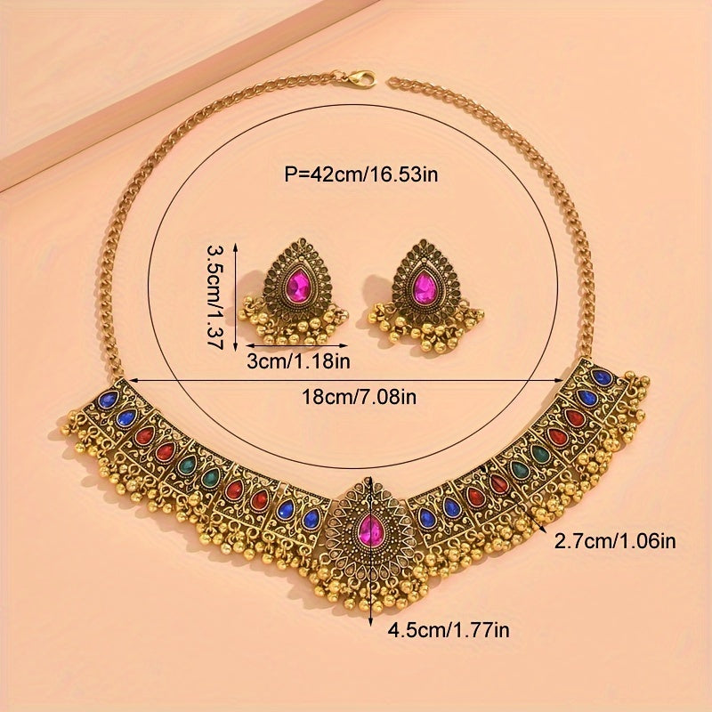 Peacock Jewelry Set Rhinestones Necklace and Earrings for Women Elegant Gift