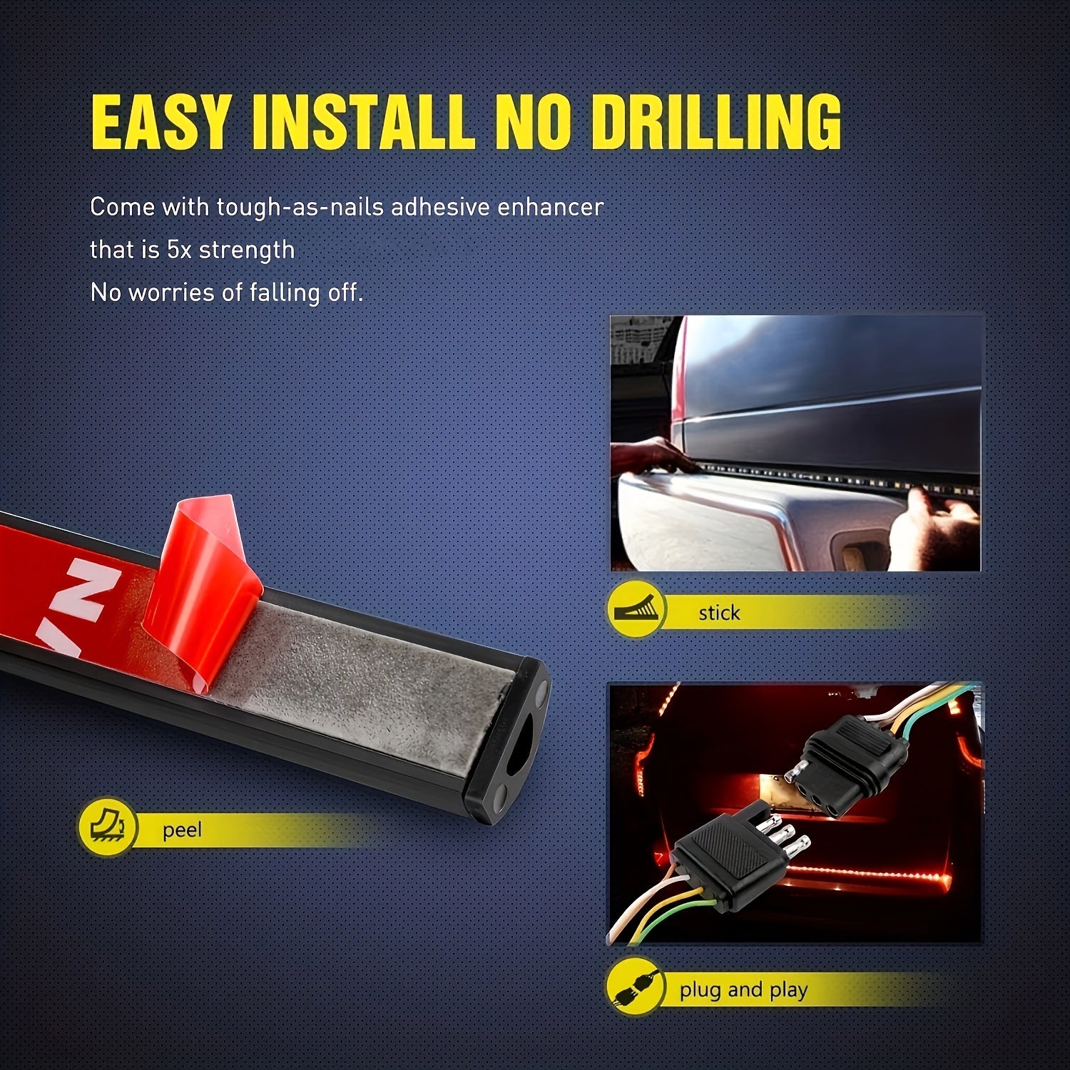 60-Inch LED Tailgate Light Bar Waterproof Easy Install No Drill