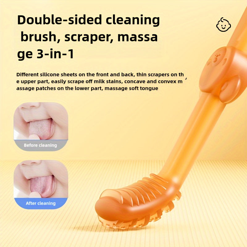 Baby Oral Care Set 3-Piece Silicone Toothbrush Collection for Infants and Toddlers Soft Deciduous Tongue U-Shaped Bear Design