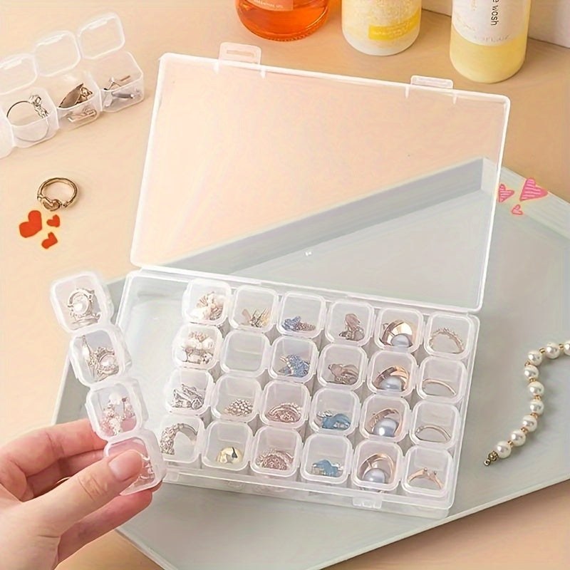 Clear Plastic Storage Organizer Box with 28 Compartments for Jewelry Beads and Small Items