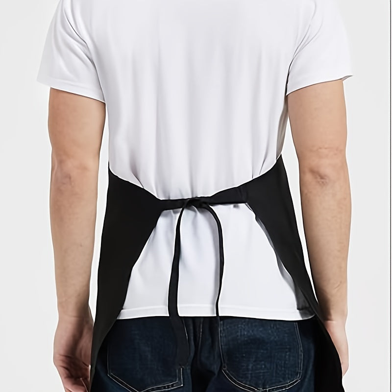 1pc Unisex Adjustable Solid Color Kitchen Apron with Pocket