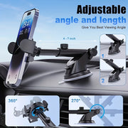 Adjustable Car Phone Holder Suction Cup Mount for All Phones and Vehicles