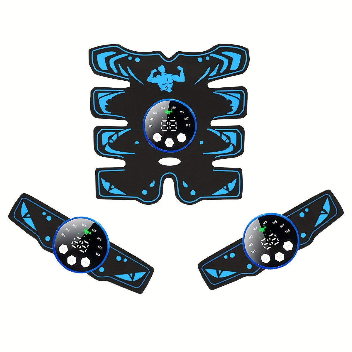 Three-Piece USB Rechargeable Massage Belt Set with 8 Modes and 29 Intensity Levels for Full Body Muscle Relaxation