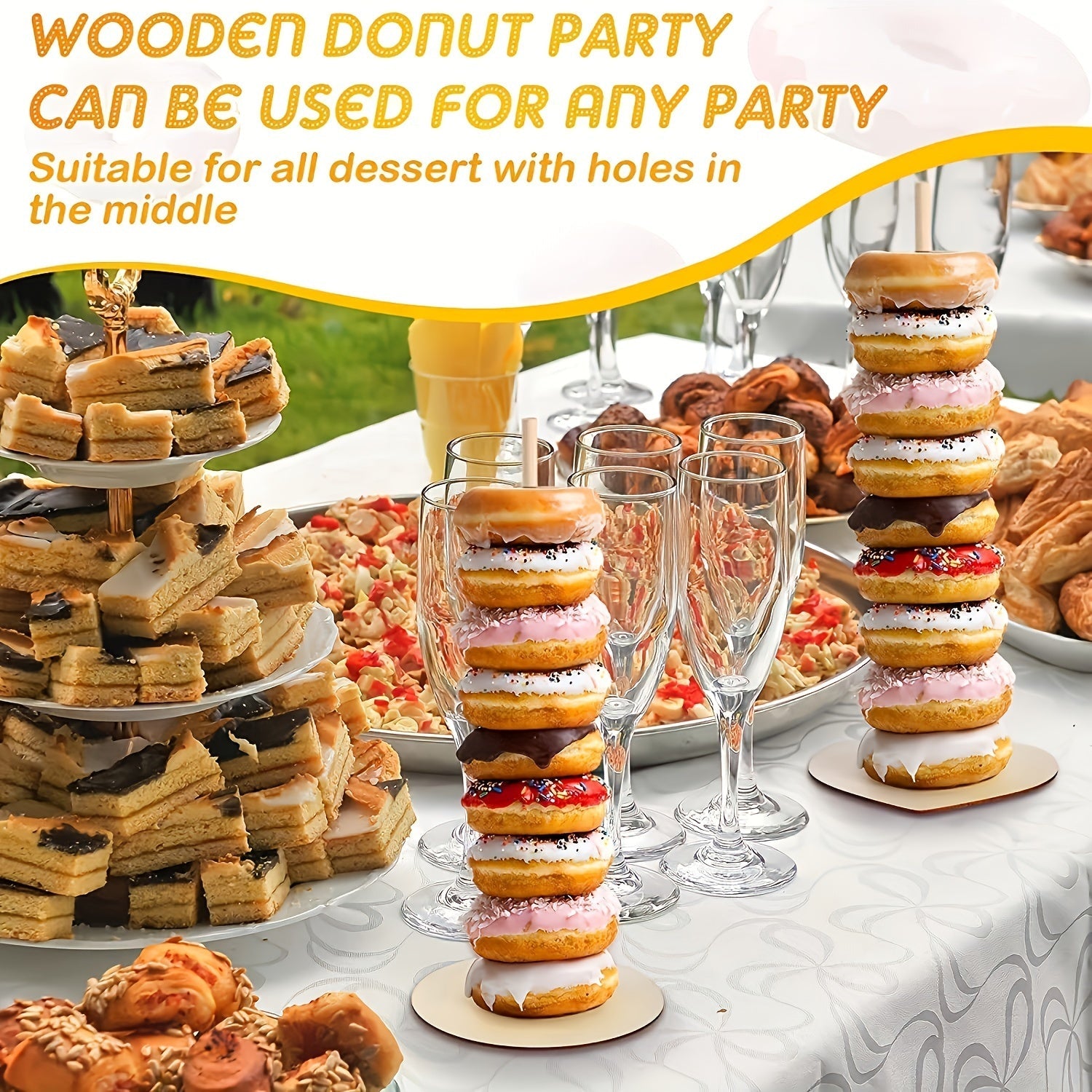 Wooden Donut Holder Display Stand for Weddings and Parties Detachable Design