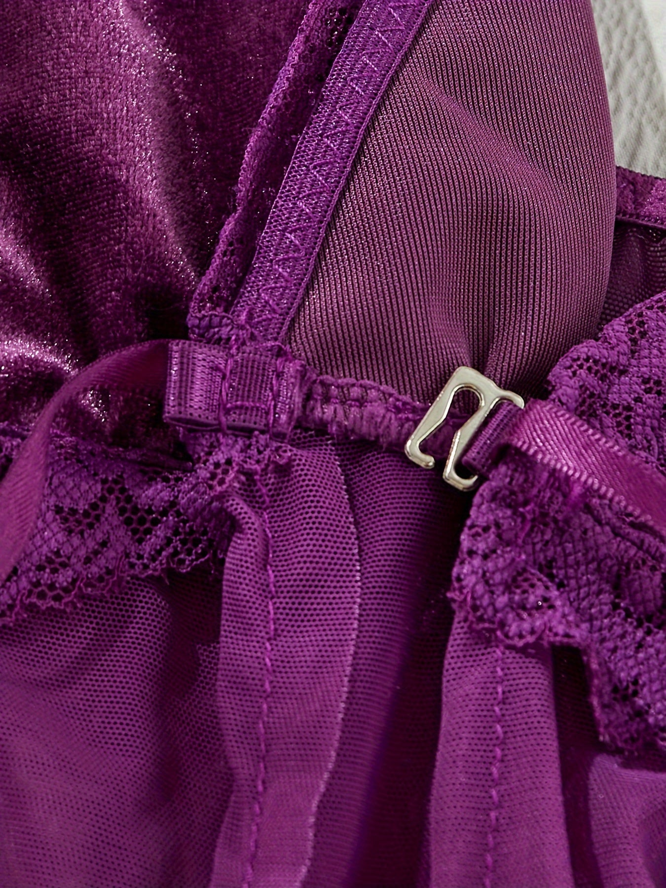 Polyester Babydoll Lingerie with Mesh, Lace Trim and Tie Closure