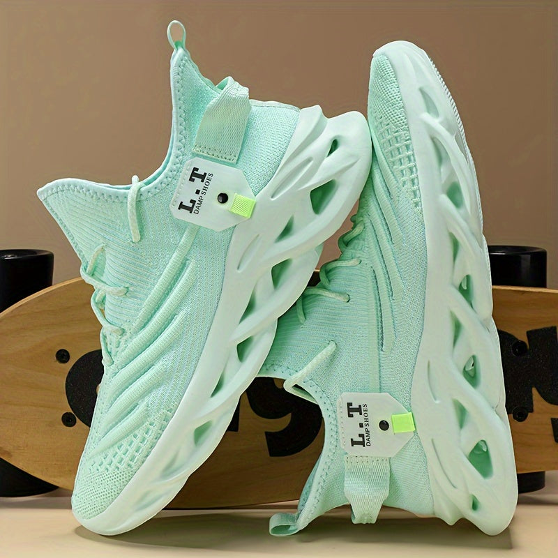 Men's Breathable Knit Running Shoes Shock Absorption Outdoor Jogging Sneakers