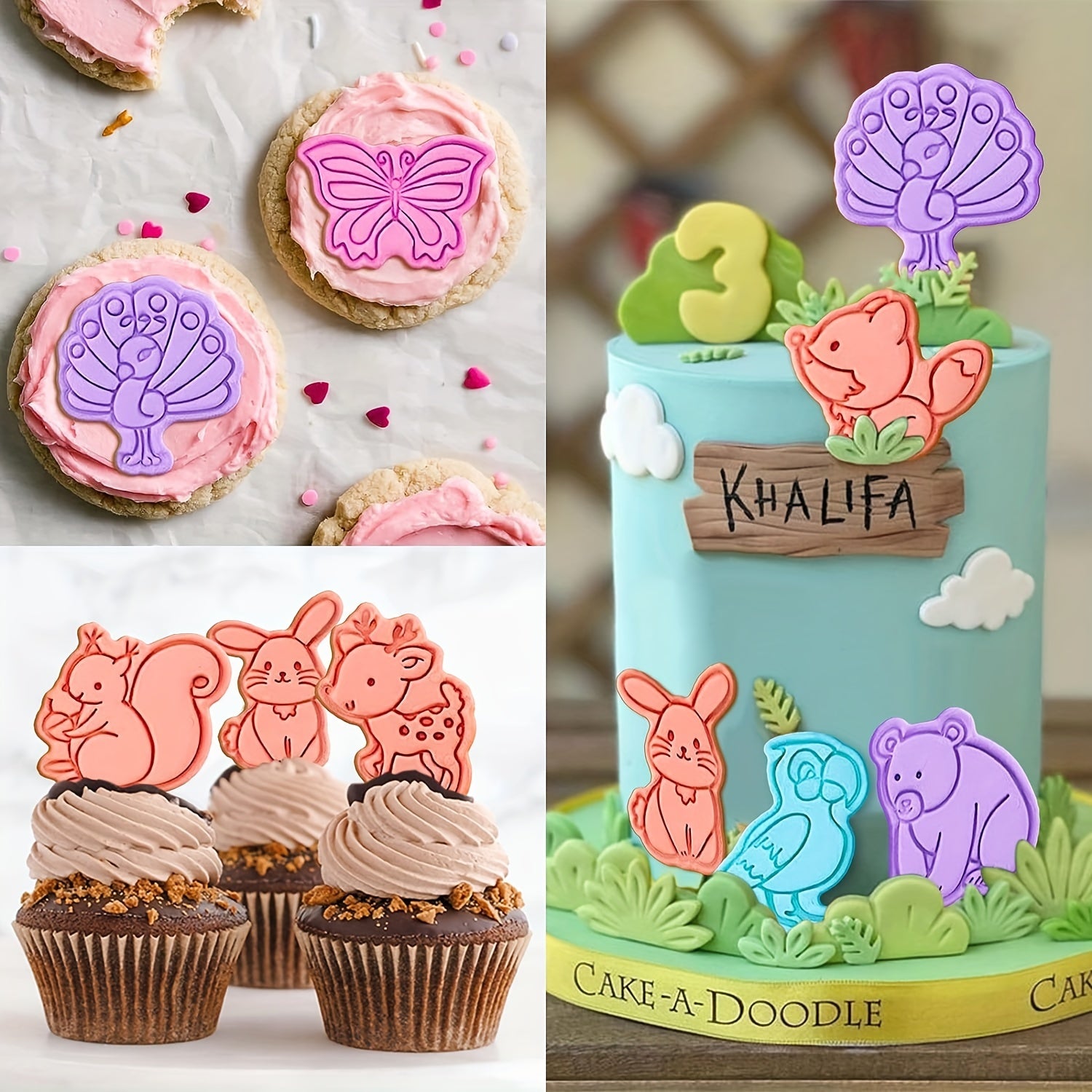 Set of 8 Cartoon Animal Cookie Cutters for Baking and Pastry Decoration