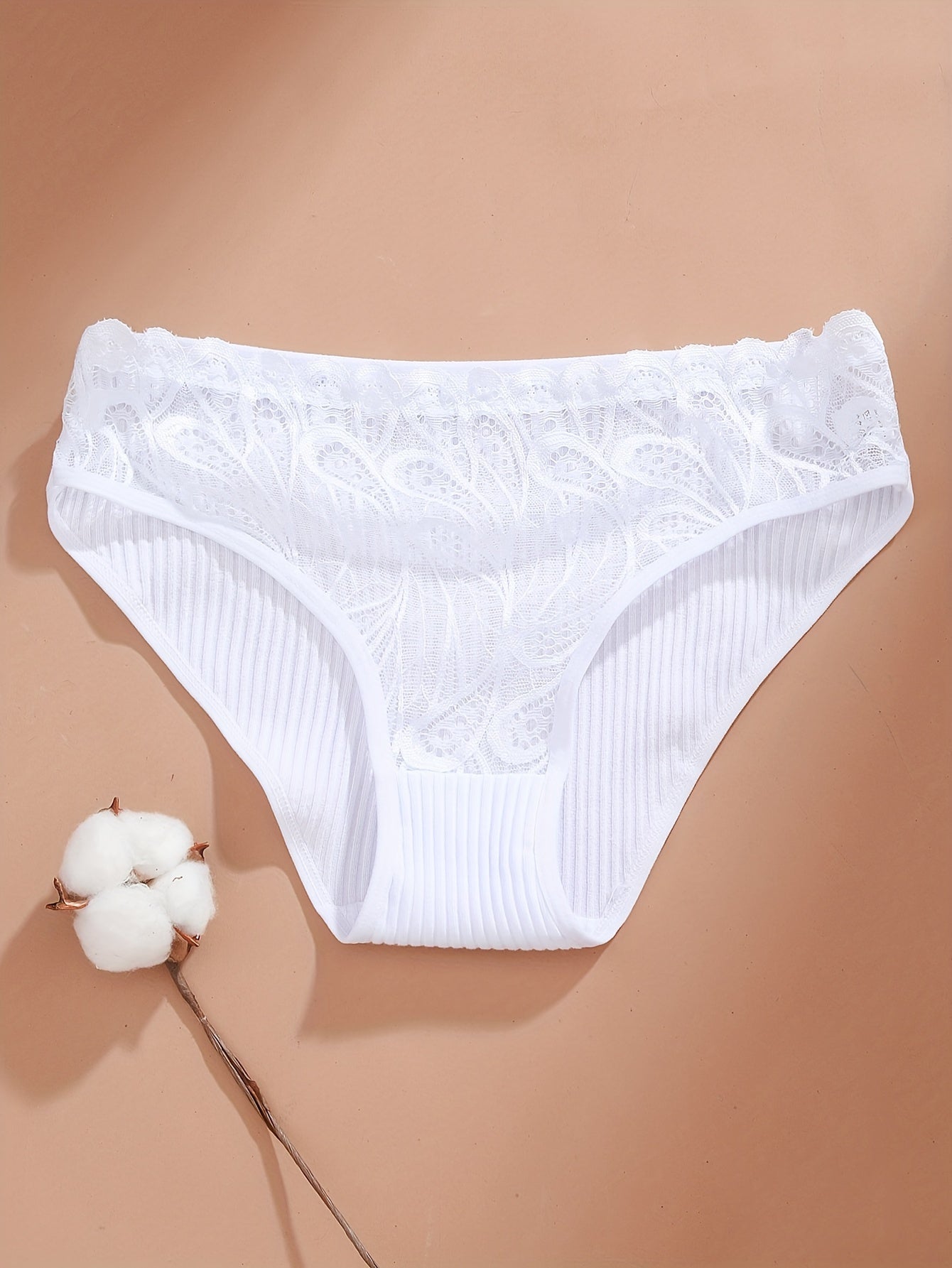Women's Cotton Briefs 4-Pack with Lace Trim Mid Rise Breathable Comfortable Underwear