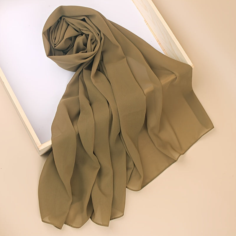 Ayollar uchun marvaridli hashamatli toʻliq rangli chiffon hijab turban sharf