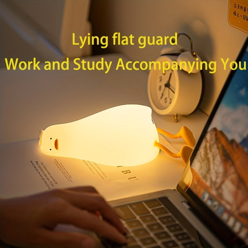 Luz nocturna de pato de silicona con control táctil regulable para mesita de noche y ambiente en el dormitorio
