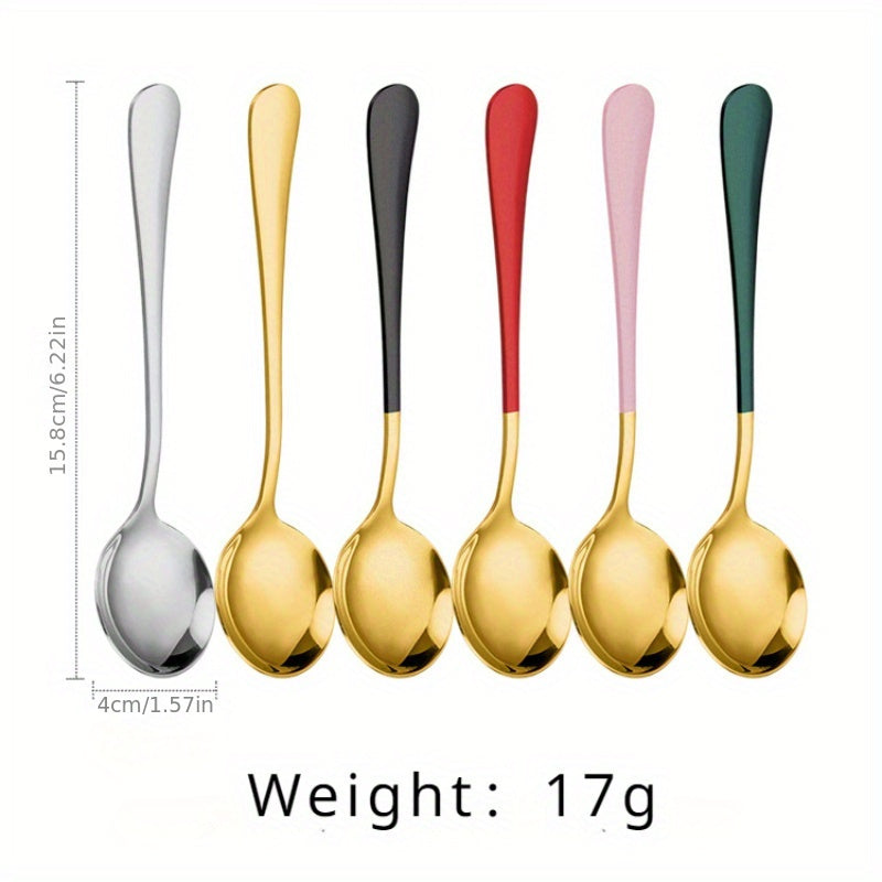 Stainless Steel Long Handle Spoons Set of 4 for Coffee Desserts Home Restaurant