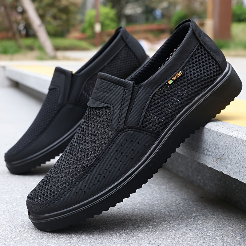 Men's Breathable Knit Sneakers Non-Slip Casual Outdoor Sports Low Top