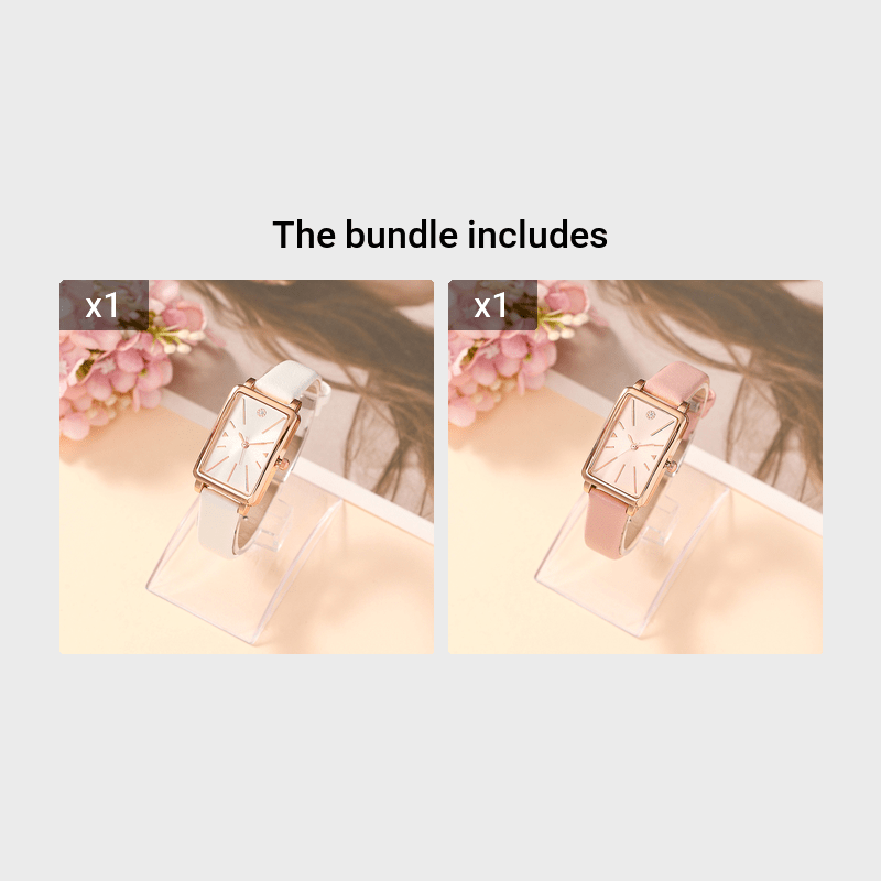 Women's Rectangular Quartz Watch with Rhinestones and Minimalist Style