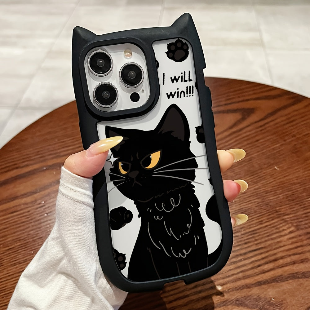 Black Cat Ears TPU Phone Case for iPhone 16 Pro Max 11 12 13 Pro Max 14 Pro Max 15