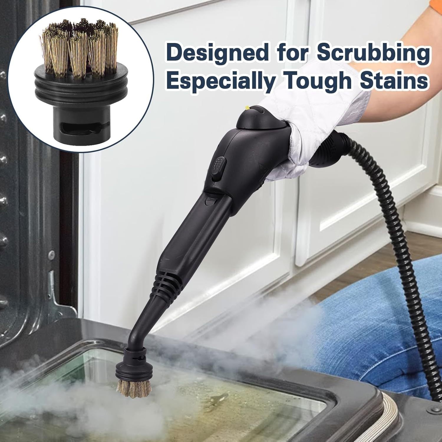 2pcs Steam Cleaner Brush Heads Plastic Replacement for Hard Surfaces