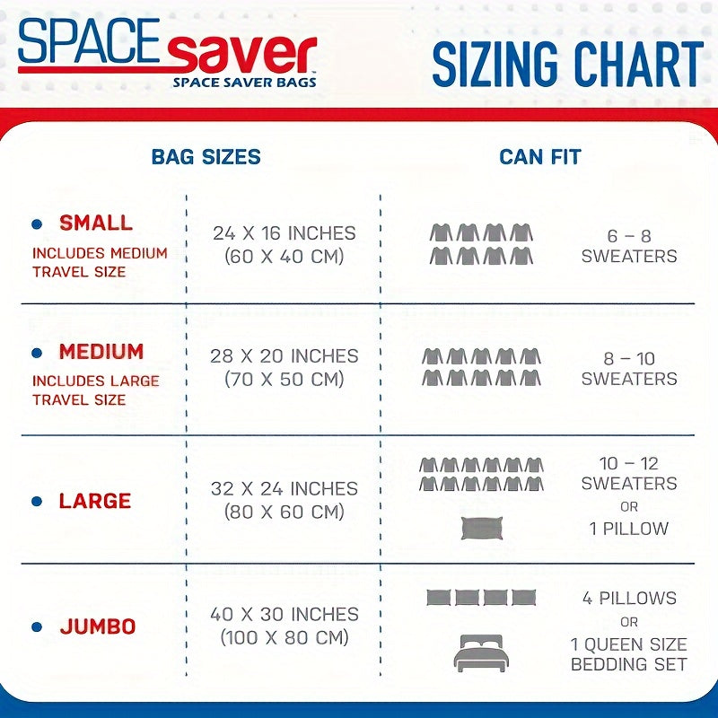 4/8 Piece Storage and Organization Bag Set with Manual Pump for Closet Space Saving