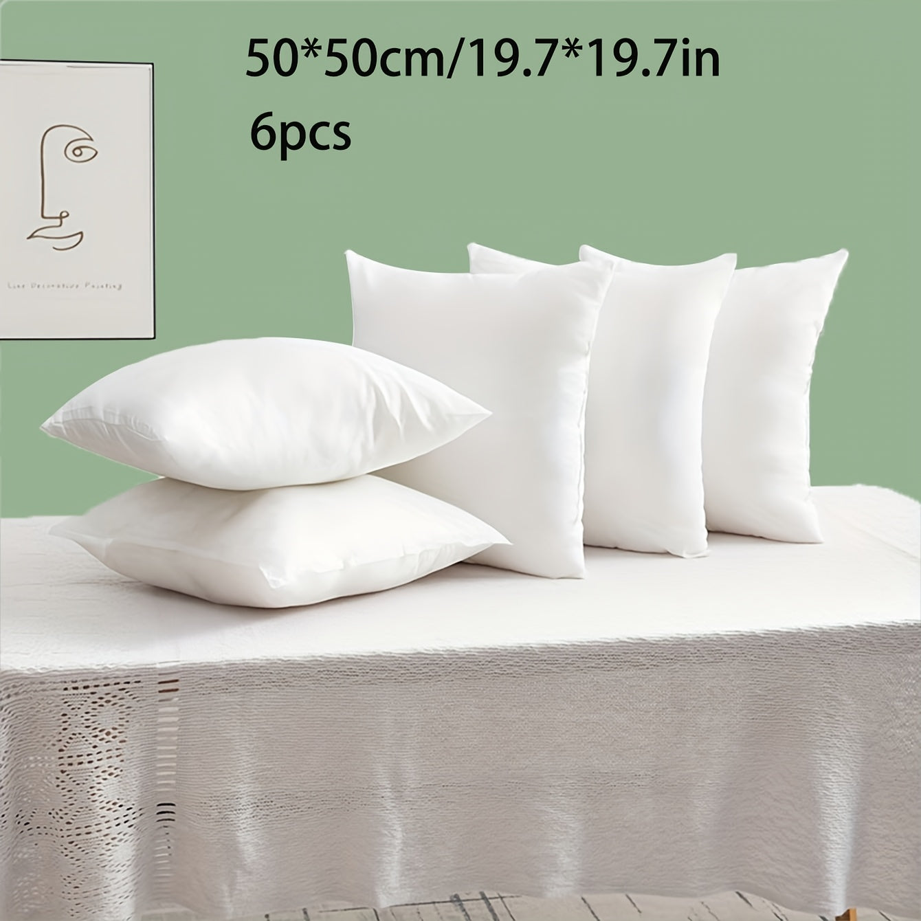 White High-Elasticity Pillow Inserts for Sofa Bed Patio Decor Set of 6