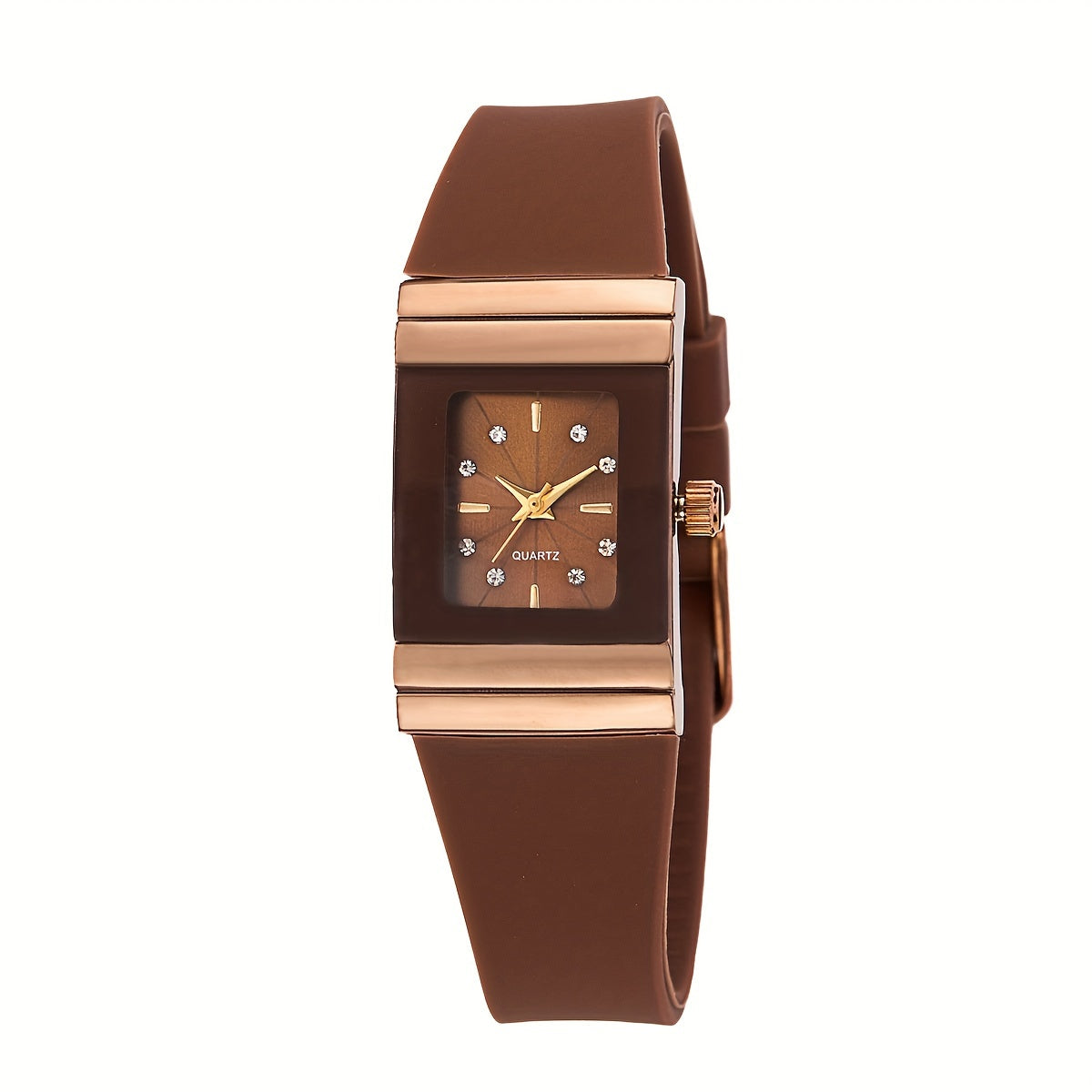 Women's Square Quartz Wrist Watch with Silicone Band and Zinc Alloy Case