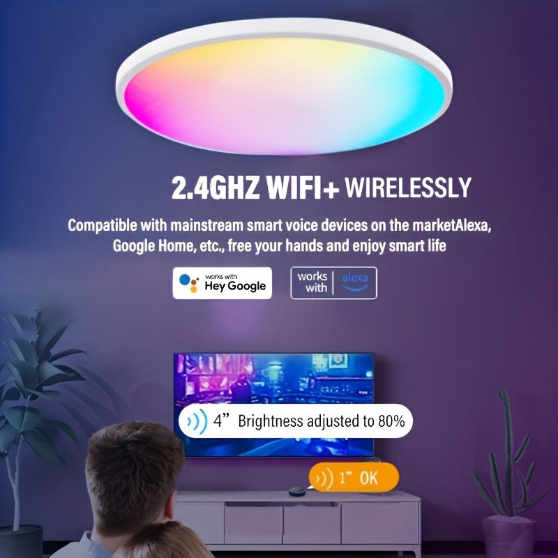 Dimmable Smart RGB LED Ceiling Light with App Remote Control Music Sync for Indoor Rooms