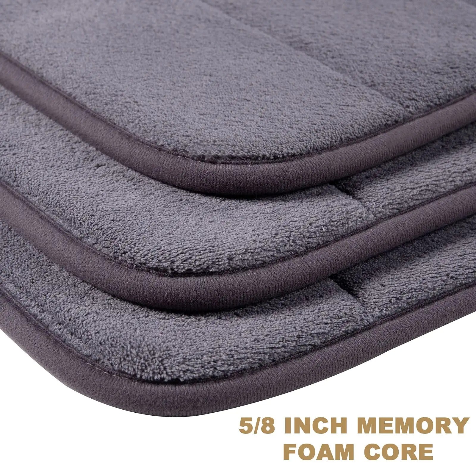 Dark Gray Polyester Bath Mat Non-Slip Plush Rectangular Machine Washable