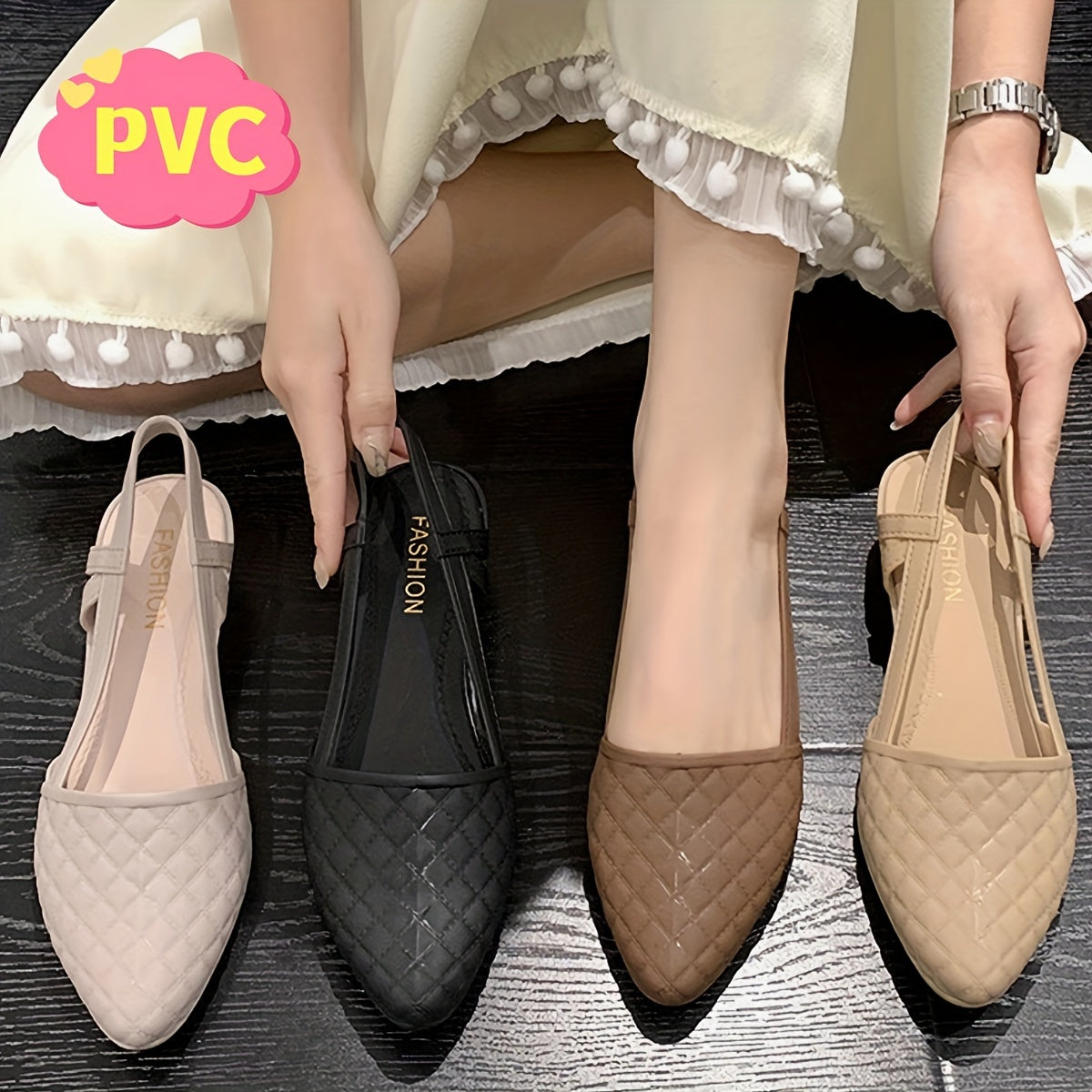 Kunduzgi kiyim uchun bilak bog'ichli va yumshoq taglikli to'qimalangan naqshli sandallar.