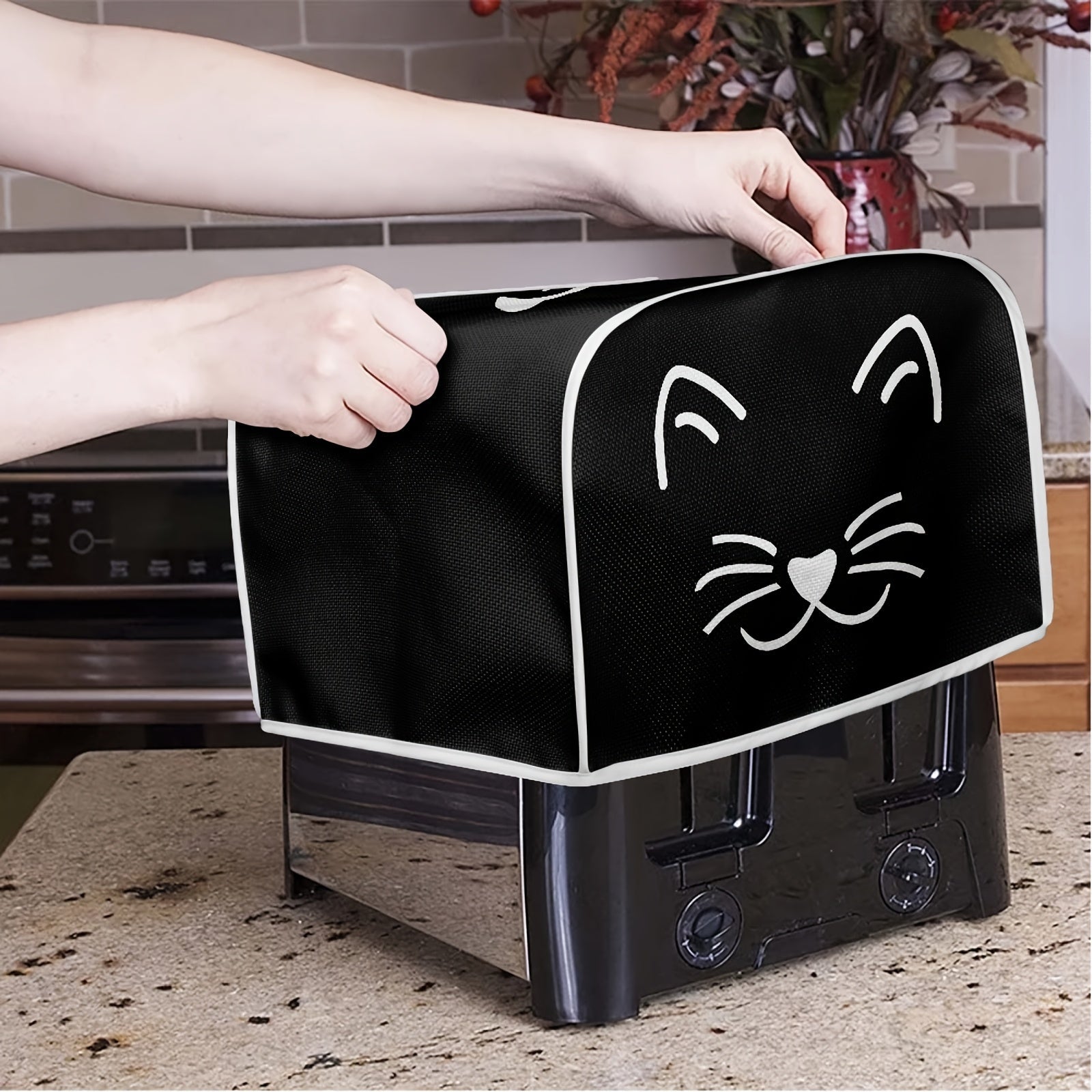 Cat Print Toaster Cover Dustproof Anti-Fingerprint Anti-Oil Machine Washable Kitchen Appliance Protector