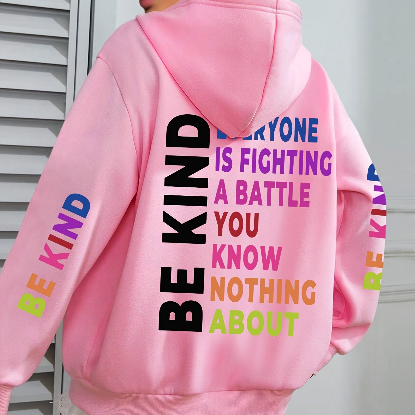 Women’s Knit Hoodie with Alphabet Pattern Casual Fall Winter Big Size