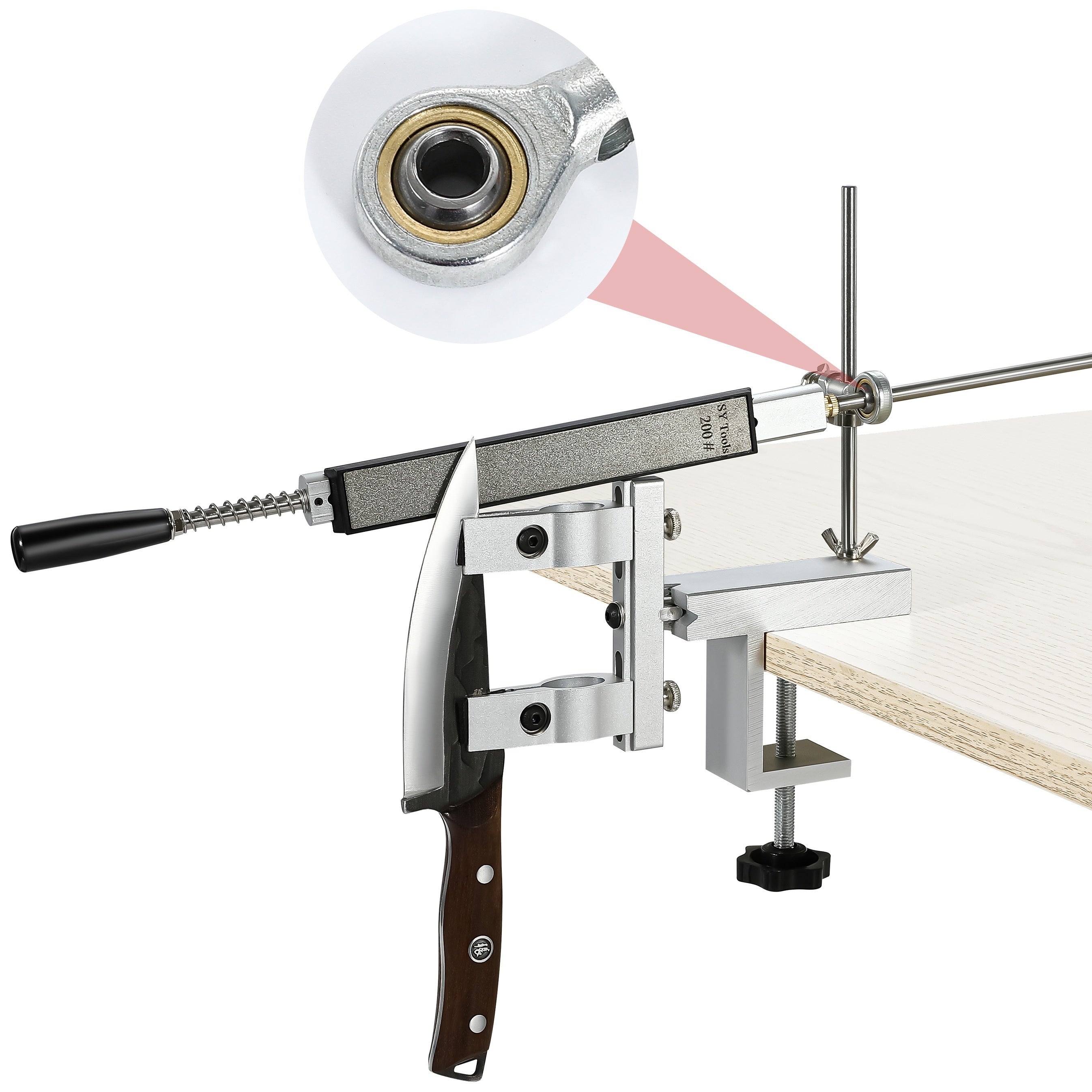 Kitchen and Outdoor Knife Sharpener Set with Fixed Angle System and Diamond Stone