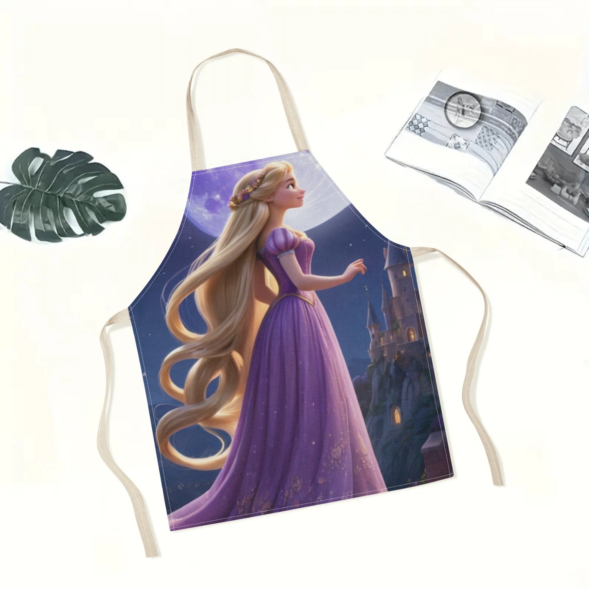 Waterproof Apron Purple Castle Moon Disney Cinderella Style Durable Polyester One Size