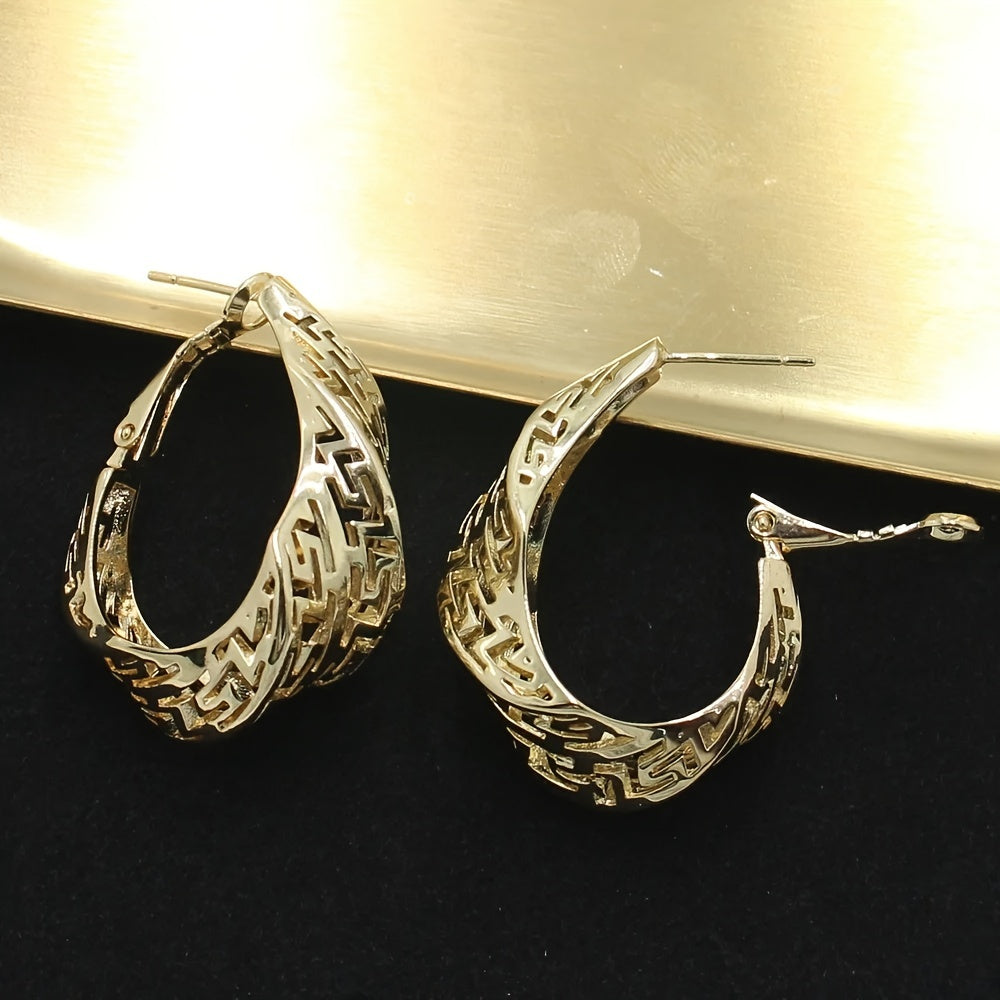 Ayollar uchun Elegant Vintage 18K Oltin Qoplamali Mis Zargarlik To'plami - Marjon va Quloq uzuklarini o'z ichiga oladi - Gipoallergen, Ramazon Bayrami Dizayni, To'ylar va Maxsus Tadbirlar uchun Mukammal - 3 Qismli To'plam