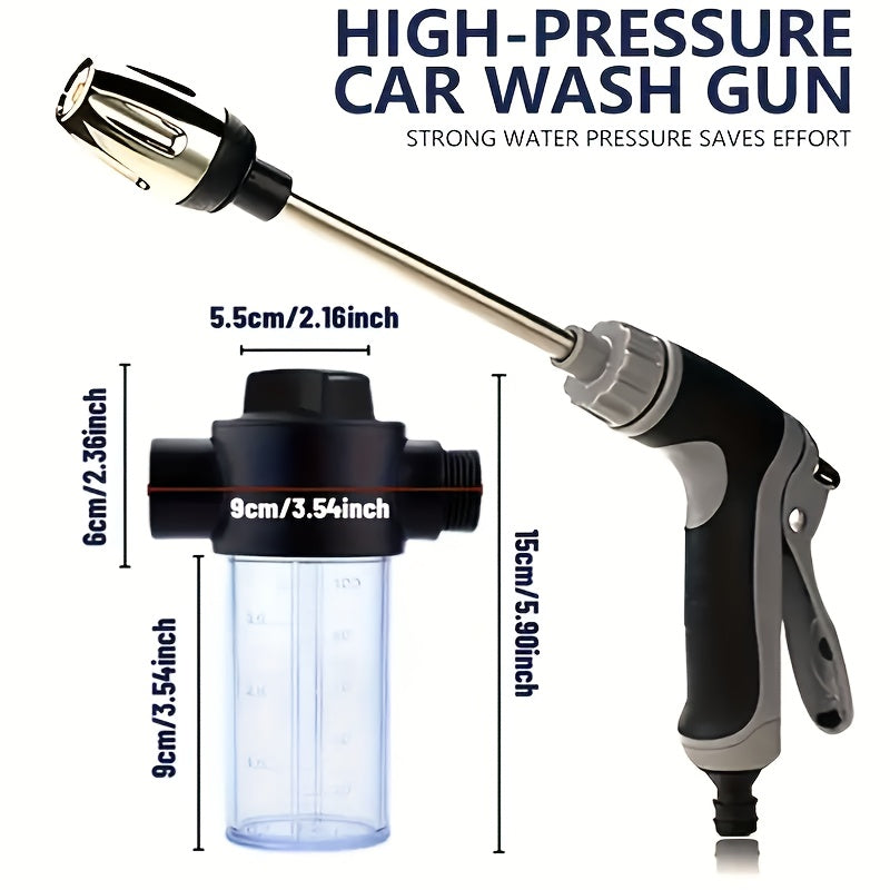 High-Pressure Car Wash Foam Gun with Long Handle and Adjustable Nozzle